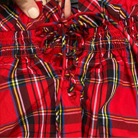 J. Crew Plaid Smocked Blouse Red Size XS - Picture 11 of 15